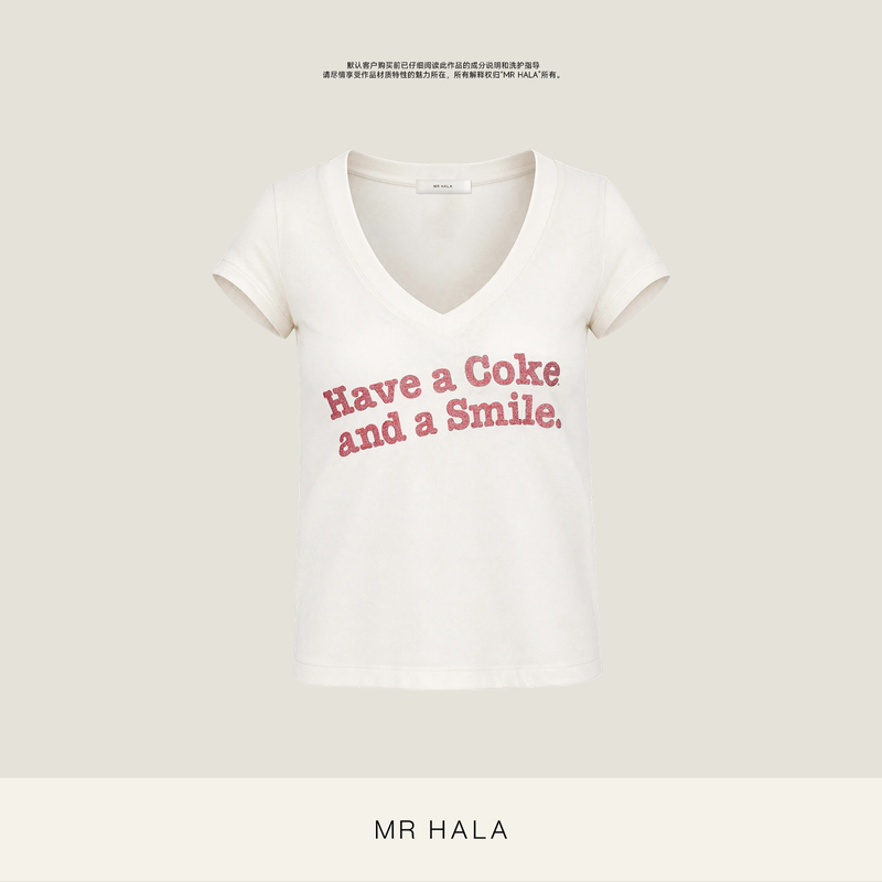 Mrhala American-Style Fun Heart-Neck Short-Sleeve T-Shirt for Women with Letter Print, Trendy Street Style Kt610192 Mrhala American-Style Fun Heart-Neck Short-Sleeve T-Shirt for Women with Letter Print, Trendy Street Style Kt610192