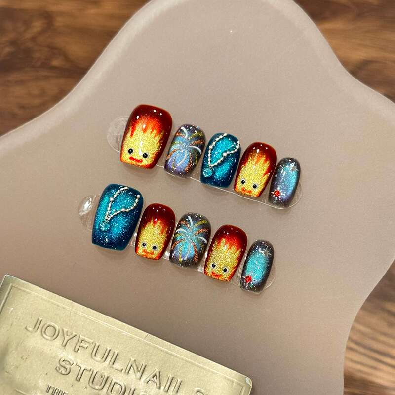 Youli【Cassif】Handmade Wearable Nails, Hand-Painted, Heavy Craft, Howl's Moving Castle Designer Nail Art