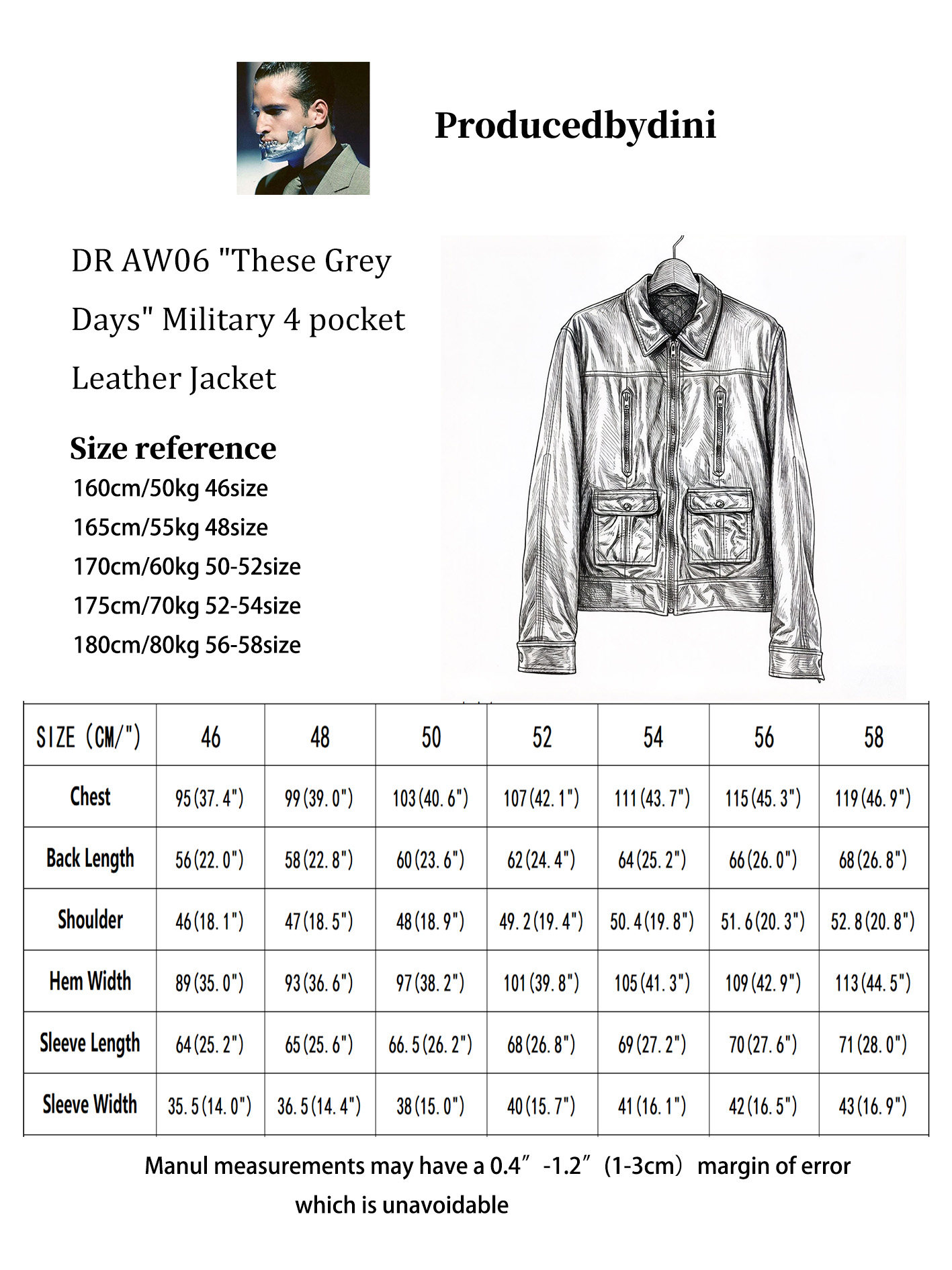 DiniHomme AW06 Кожаная куртка в стиле милитари This Grey Days 