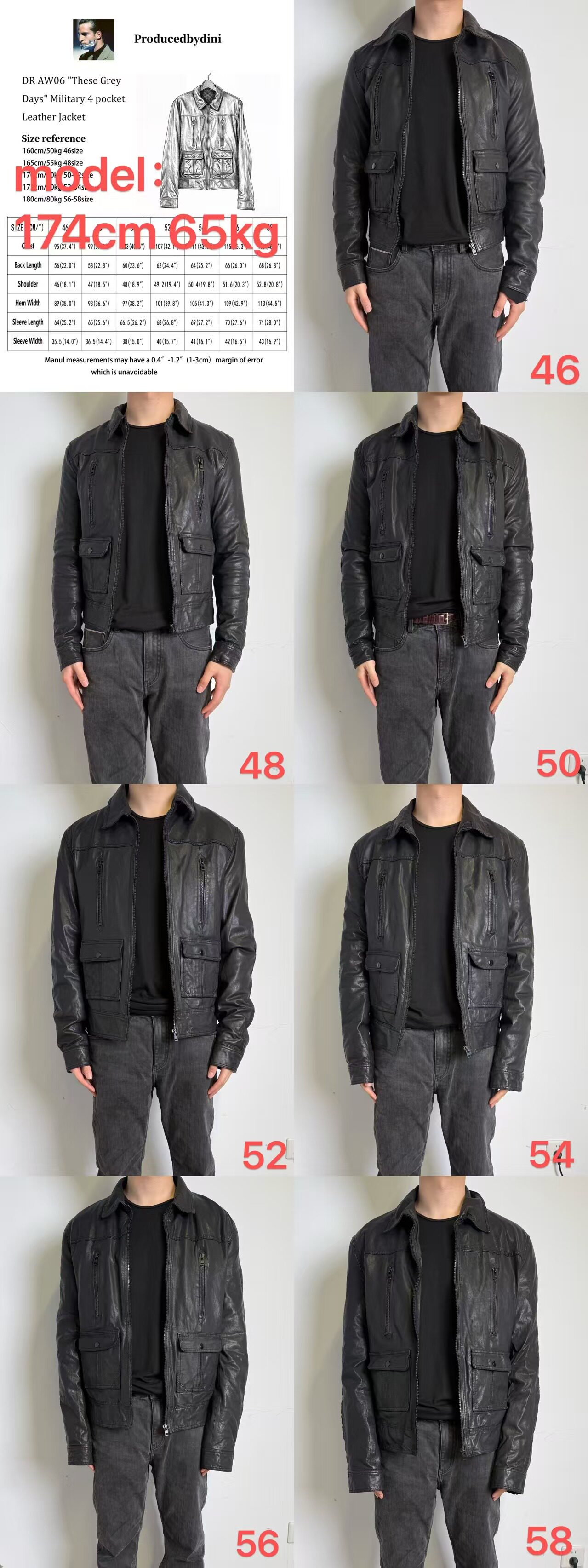 DiniHomme AW06 Кожаная куртка в стиле милитари This Grey Days 