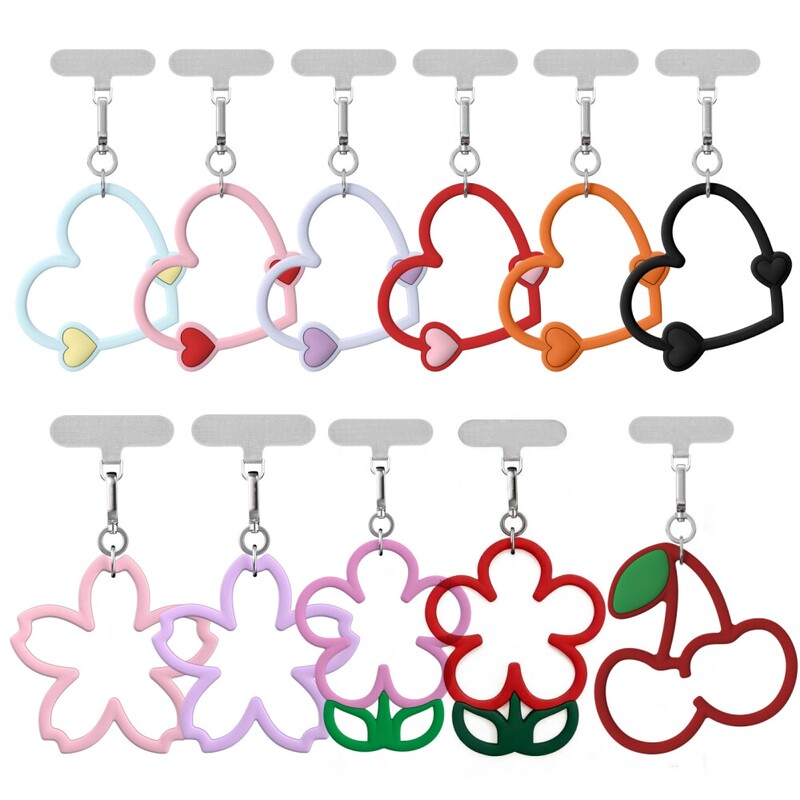 Silicone Heart-Shaped Wristband, Sky Blue Phone Chain, English Letter Lanyard, DIY Pendant, Keychain, Portable