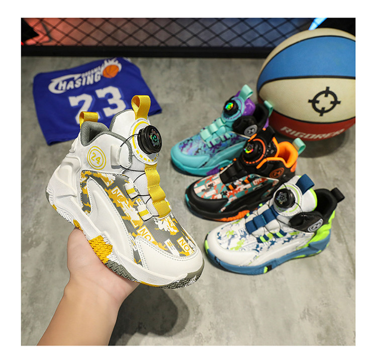 卡丁男童鞋子2026春秋季新款运动休闲鞋子防滑篮球鞋中大童旋转扣 — 4
