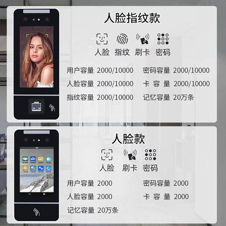 Dongzhi Human Face Recognition Access Control Q5 Card Fingerprint Face Access Control Time Attendance Machine Security Machine All-purpose Embedded