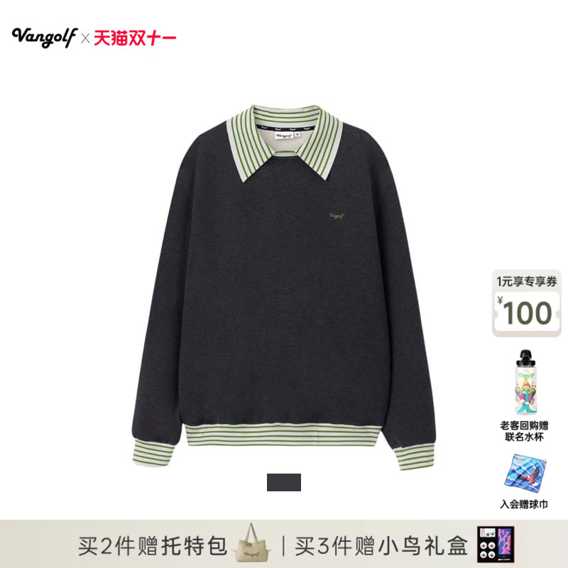 [Celebrity Style] Vangolf Golf Polo Sweatshirt Pure Cotton Embroidery Trendy Sports Casual Autumn and Winter Men's