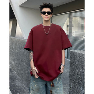 纯棉圆领美式百搭纯色短袖T恤正肩潮流打底衫休闲修身简约宽松夏