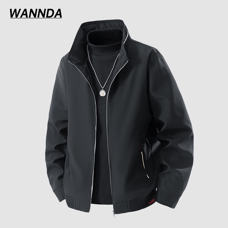 Simple Stand-Collar Jacket for Men 2026 Autumn New Zipper Coat Black Solid Color Versatile Trendy Casual Top for Men Simple Stand-Collar Jacket for Men 2026 Autumn New Zipper Coat Black Solid Color Versatile Trendy Casual Top for Men