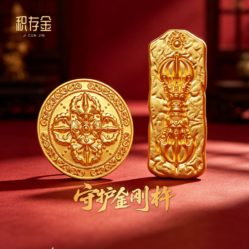 Gold Bullion with High Relief Vajra Design, 10g Pure Gold Round Vajra Gold Bar, 20g Collectible Gift