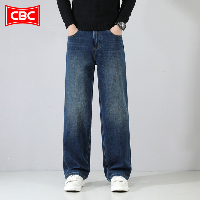 Cbc Official Men's Retro Blue Wide-Leg Jeans 26 Autumn New Hot Style High-End Brand Loose Straight Long Pants Cbc Official Men's Retro Blue Wide-Leg Jeans 26 Autumn New Hot Style High-End Brand Loose Straight Long Pants