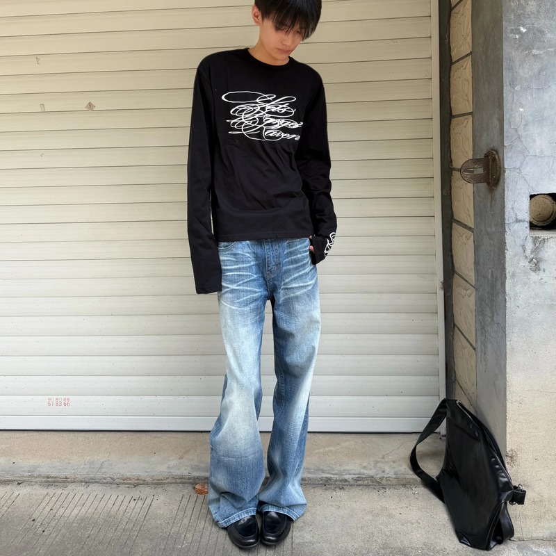 Fauncle【Blue Ancient Ruins】13Oz Deep Blue Three-Dimensional Cat Whiskers Honeycomb Bamboo Pattern Blue Jeans