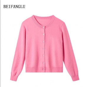 Northern Deer Style 100% Wool Early Autumn Versatile Single-Breasted Long-Sleeve Knitted Cardigan Sl12