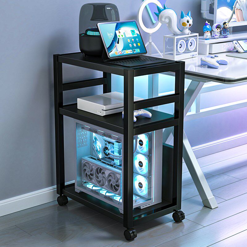 E-sports room computer host mobile bracket desktop chassis base multi-layer computer floor-standing shelf with pulleys