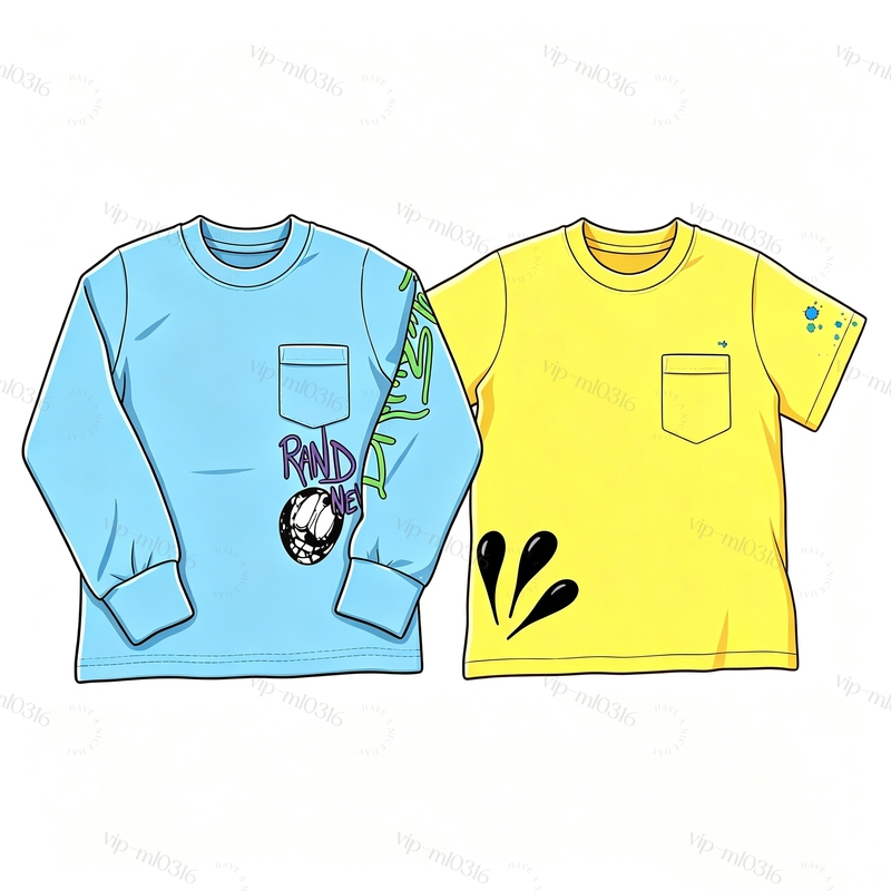 [ml Children's Clothing] New Trendy Children's Graffiti Print Short-Sleeve and Long-Sleeve T-Shirts for Boys and Girls, Casual Round-Neck Tops