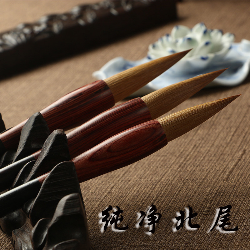 Pure North Tail Pure Wolf Mush Brush Large Medium Block Black Sandalwood Pen Style Calligraphy Country Painting Practice Upscale Hard Pen