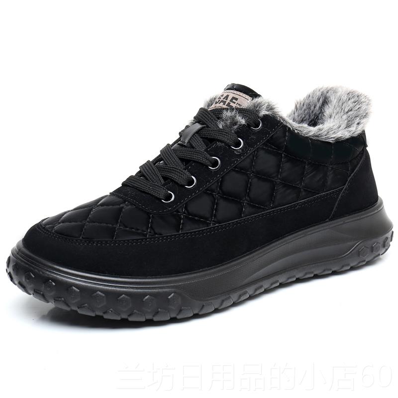 High-end old Beijing shoes for women in winter 2025 new lace-up cotton shoes plus velvet and thick snow boots to prevent slippery soles