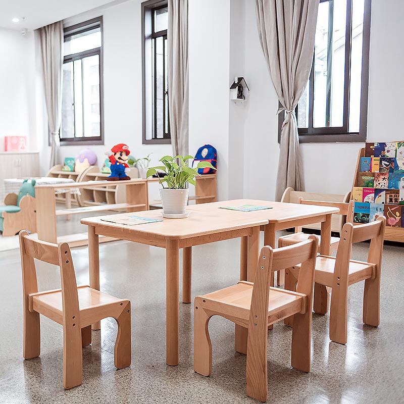 Kindergarten table beech children's table and chair set childcare early education desk and chair lift baby desk toy table