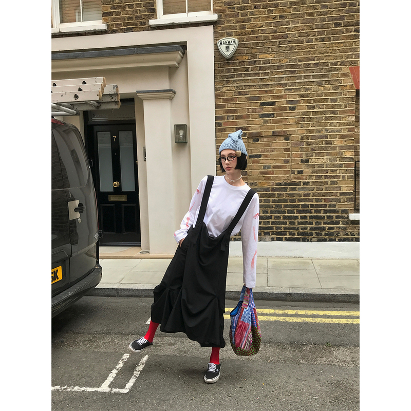Mona Zhang Qixian Pleated Suspender Dress/Dark Avant-Garde Style Three-Dimensional Silhouette Pleated Design Suspender Dress