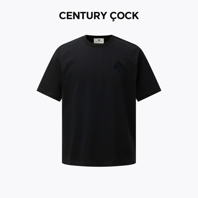 Century Rooster Official Brand Summer New Heavy-Duty Simple Heart Embroidery Pure Cotton Round Neck Short-Sleeved T-Shirt for Men Century Rooster Official Brand Summer New Heavy-Duty Simple Heart Embroidery Pure Cotton Round Neck Short-Sleeved T-Shirt for Men