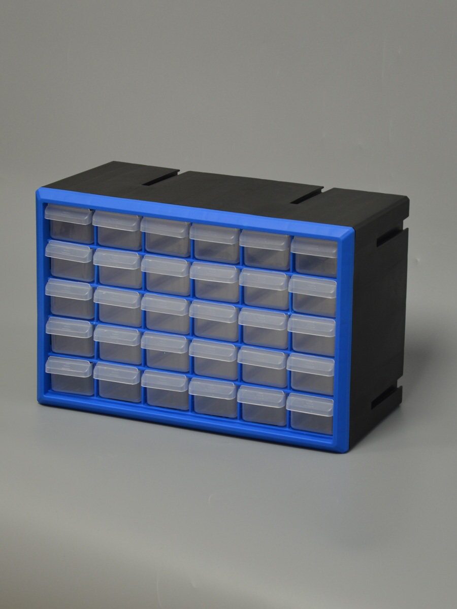 Blue combined desktop storage box, simple detachable plastic parts box with drawer, multi-compartment classification storage rack