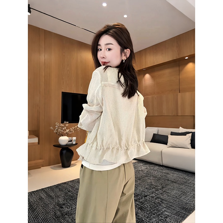 Nine Nine Nine | 【Grain Weaving】Minimalist Structured Knit Drawstring Sun Protection Short Jacket 2604D1637