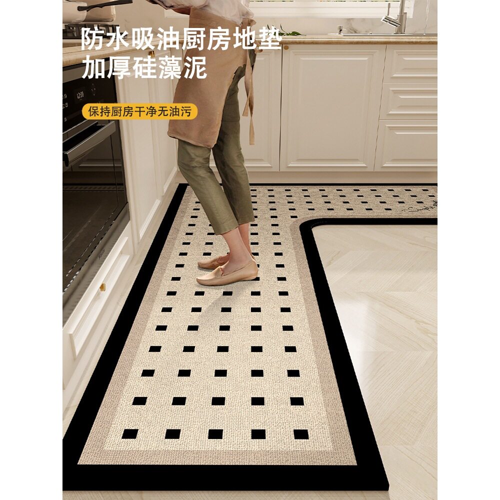 Year of the Horse kitchen floor mat L-shaped carpet waterproof, oil-proof, water-absorbent diatom mud thickened non-slip no-wash 2026