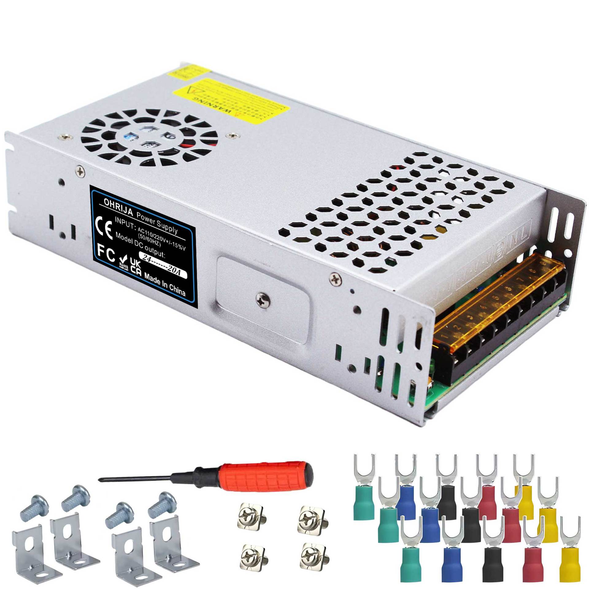 AC220V to DC24V20A switching power supply 480W LED light monitoring security access control DC power supply regulator