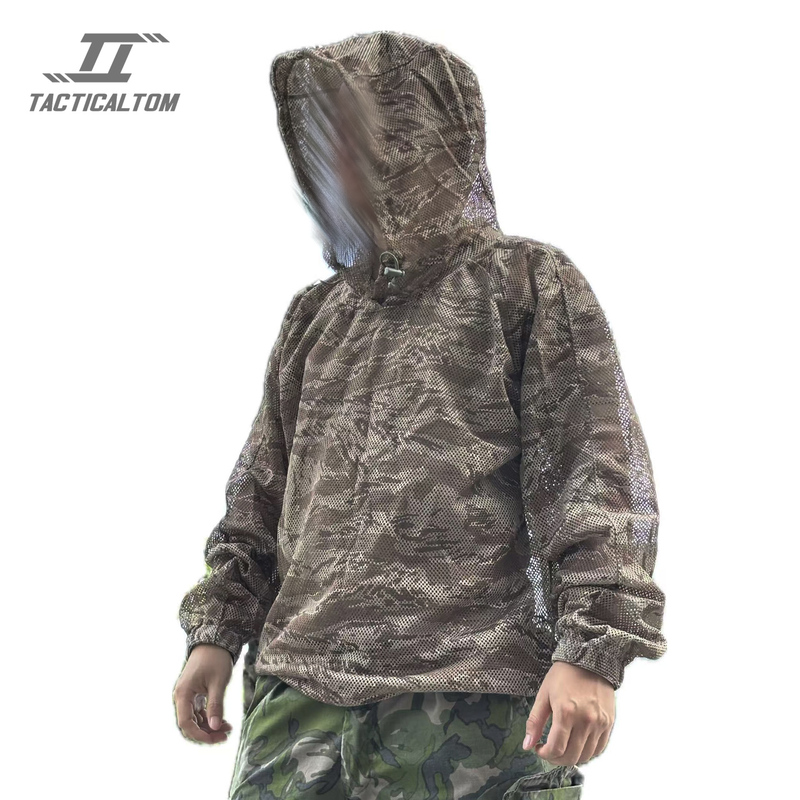 Tactical Tom Jungle Tiger Stripe Camouflage Coverall Tactical Loose Hooded Jacket Men's Outdoor Breathable Mesh Jacket Tactical Tom Jungle Tiger Stripe Camouflage Coverall Tactical Loose Hooded Jacket Men's Outdoor Breathable Mesh Jacket