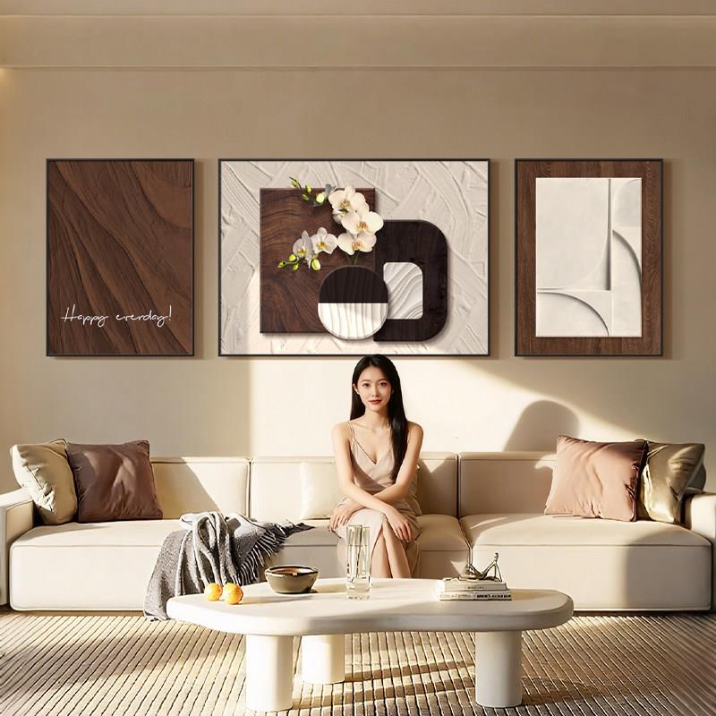 Living Room Large White Wall Decorative Painting Modern Minimalist Sofa Background Wall Hanging Painting 2026 New Style Light Luxury High-End Wall Art