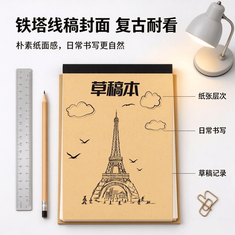 Tower Line Drawing Pattern Draft Book with Vintage Texture Cover, Blank Pages for Student Classroom Calculations and Writing Notebook Tower Line Drawing Pattern Draft Book with Vintage Texture Cover, Blank Pages for Student Classroom Calculations and Writing Notebook