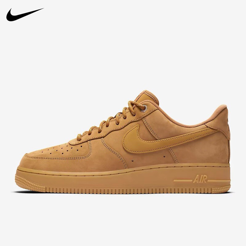 Nike Men's Shoes Air Force 1 Wheat-Colored Air Force One Women's Shoes Af1 Low-Top Casual Sneakers for Couples