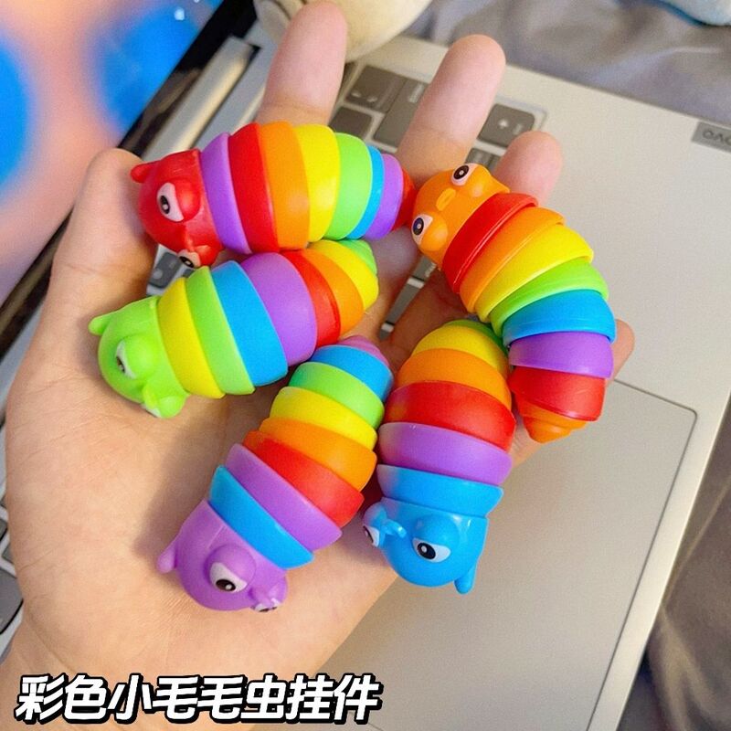 Ins-Style Simple High-Appearance Cartoon Colorful Creative Stress-Relief Prank Caterpillar Pendant Big-Eyed Toy 8cm Cheap
