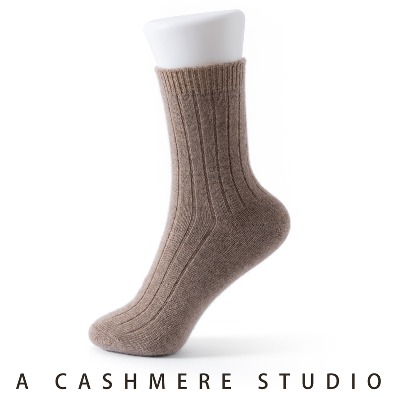 Dina's Home~100% Pure Cashmere Mid-Calf Socks, Unisex, Thickened for Winter, Warm, Simple and Versatile Socks