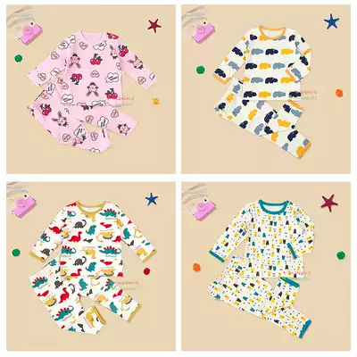 Children's pajamas set long sleeve autumn and winter velvet cotton autumn boys and girls home clothes baby winter underwear set