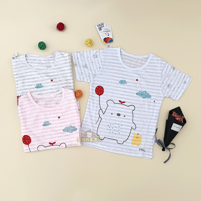Baby Belle New Summer Baby Model Shortsleeve T-shirt Baby Shoulder Clothes Single Sleeve Sleeve Air Conditioning Clothes