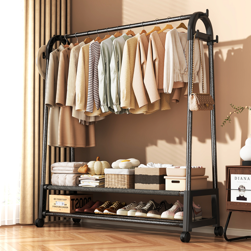 Simple Coat Rack, Floor-Standing Clothes Drying Rack, Indoor Room Clothes Rack, Movable Household Bedroom Clothes Storage Rack