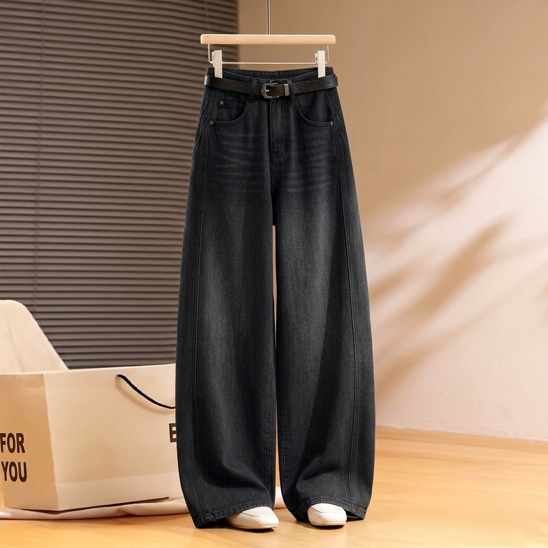 High-End Black Curved Hem Jeans for Women, Spring and Autumn 2026 New Style, Loose Fit, Slimming, Versatile, Casual, Fashionable Wide-Leg Pants High-End Black Curved Hem Jeans for Women, Spring and Autumn 2026 New Style, Loose Fit, Slimming, Versatile, Casual, Fashionable Wide-Leg Pants