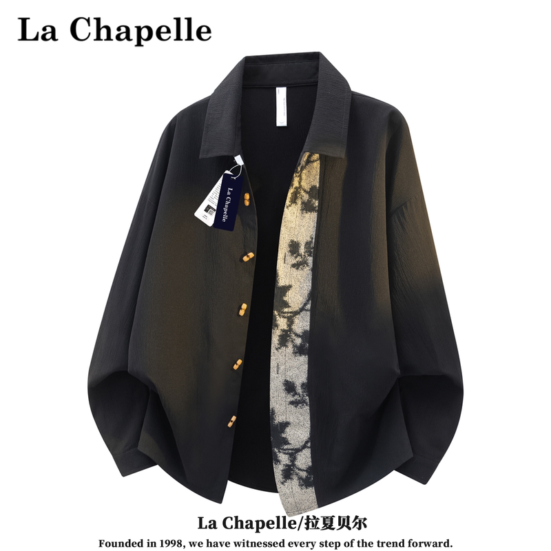 La Chapelle New Chinese-Style Ink Painting Patchwork Long-Sleeve Shirt 2026 Autumn New Turn-Down Collar Shirt Men's Loose Jacket La Chapelle New Chinese-Style Ink Painting Patchwork Long-Sleeve Shirt 2026 Autumn New Turn-Down Collar Shirt Men's Loose Jacket