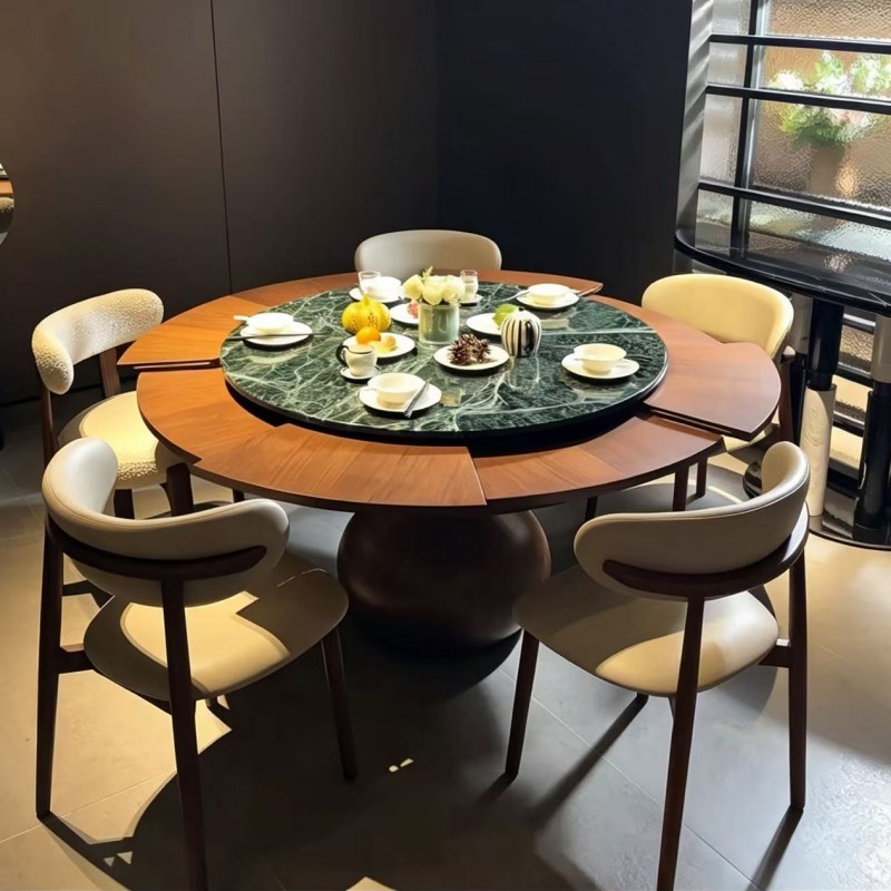 Expandable Dining Table Fletcher Transformable Dining Table Rotating and Enlarging Round Table with Turntable Round Solid Wood Expandable Table Expandable Dining Table Fletcher Transformable Dining Table Rotating and Enlarging Round Table with Turntable Round Solid Wood Expandable Table