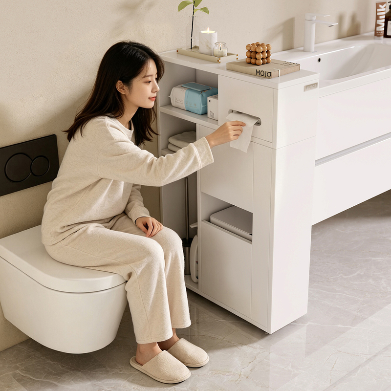 Modern Minimalist Gap Storage Cabinet, Narrow Cabinet Next to the Toilet, Mid-Century Style Bathroom Side Storage Half-Wall Cabinet, Toilet Cabinet Modern Minimalist Gap Storage Cabinet, Narrow Cabinet Next to the Toilet, Mid-Century Style Bathroom Side Storage Half-Wall Cabinet, Toilet Cabinet