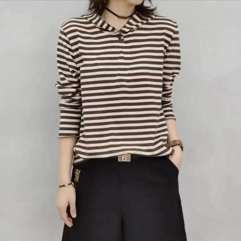 Striped Hooded Long-Sleeved Top