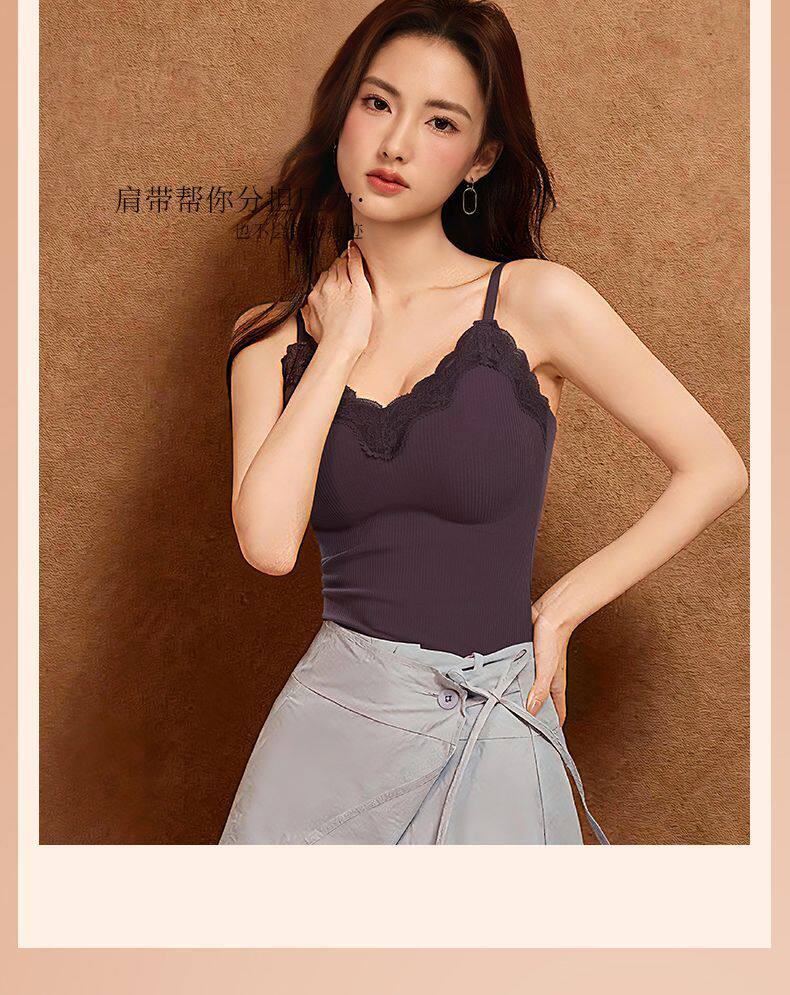 【Expédition directe de Hong Kong】 Bananashow 32A Soutien-gorge en dentelle à col en V avec huile de gingembre antibactérienne, couleur champagne, taille L, 1 pièce, débardeur chaud