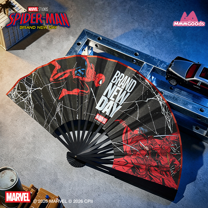 Spider-Man New Day Fan Theme Folding Fan, Same Style as Dutch Brother, Official Disney Merchandise