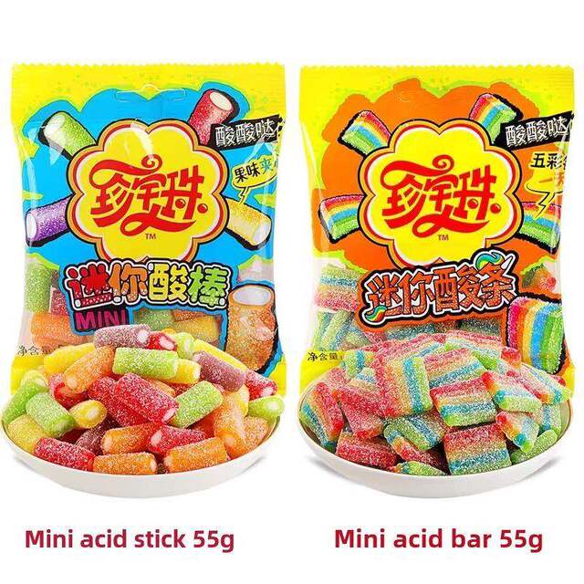 Chupa Chups Sour Strips Sour Candy Rainbow Long Tongue Sour Sugar Gummy Candy Sour Sweet Fruit Juice 55g Snacks