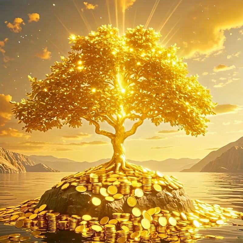 Money Tree Brings Wealth and Prosperity, Wall Art for Entrance, Facing Door, Living Room, Corridor, Self-Adhesive Decorative Painting