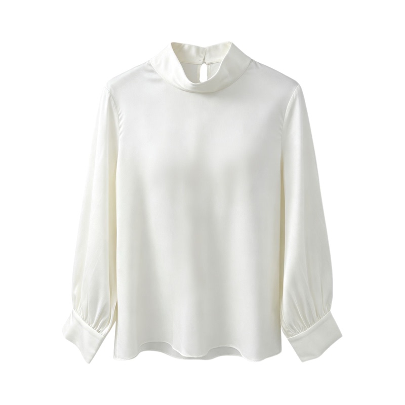 Moonlight Forged Feel · Light Luxury and Elegant Half-High Collar Silk Top Z75, Don'T Buy a Size up