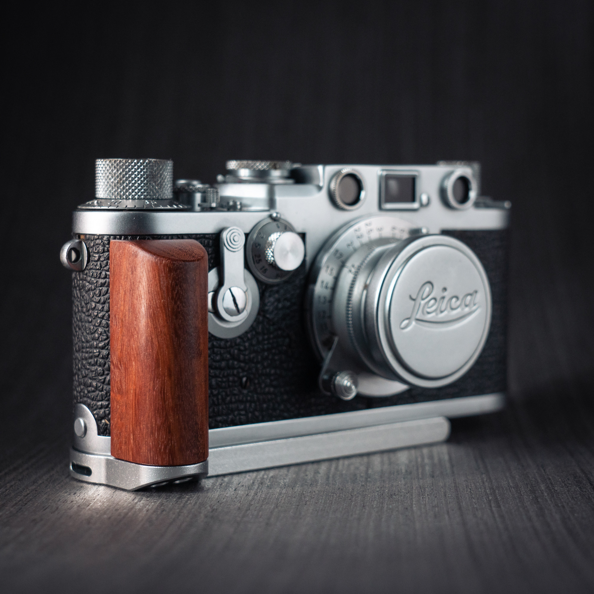Wood L Hand Grip Holder Fr Leica IIIF IIIG 3f 3g Camera Aluminum