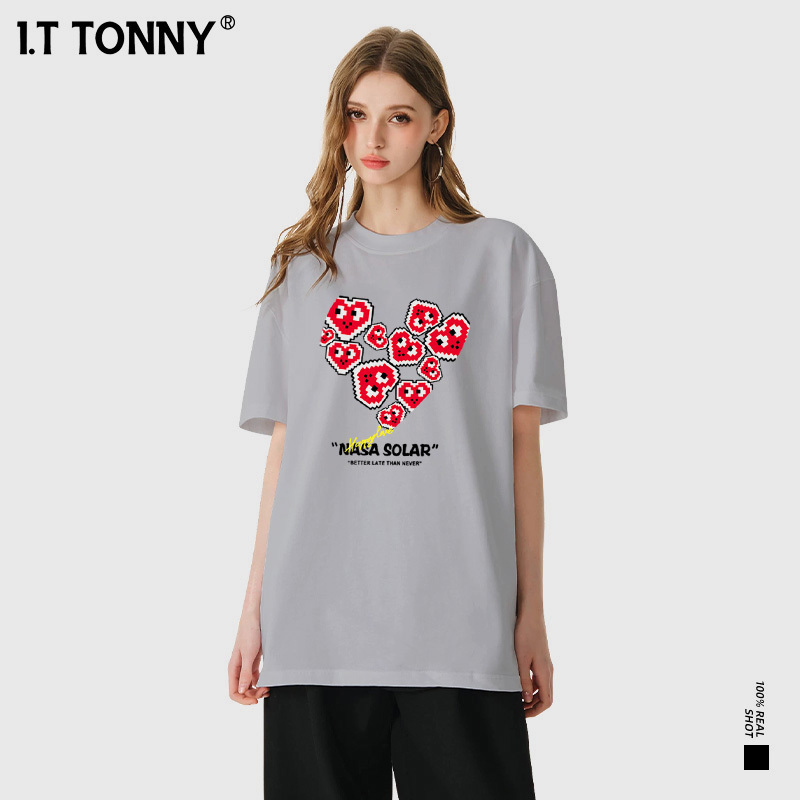 Trendy Brand I.T Tonny Official Niche Print National Trend Street Style Couple T-Shirt Trendy Brand Loose Top Tyk