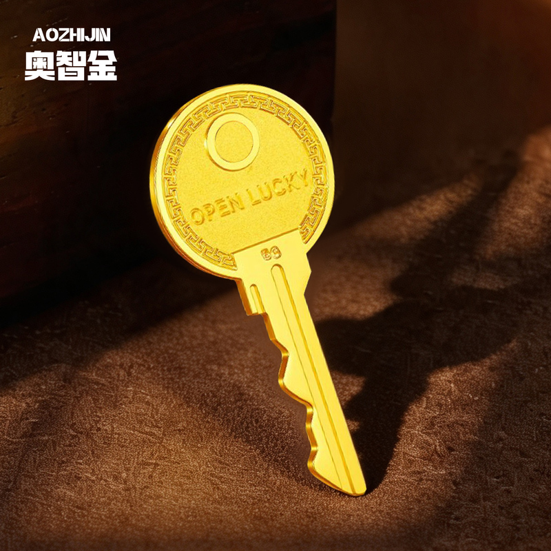 Aozhijin Gold Key Pure Gold 9999 Gold Keychain Ancient Craftsmanship 5g 10g Collectible Birthday Gift