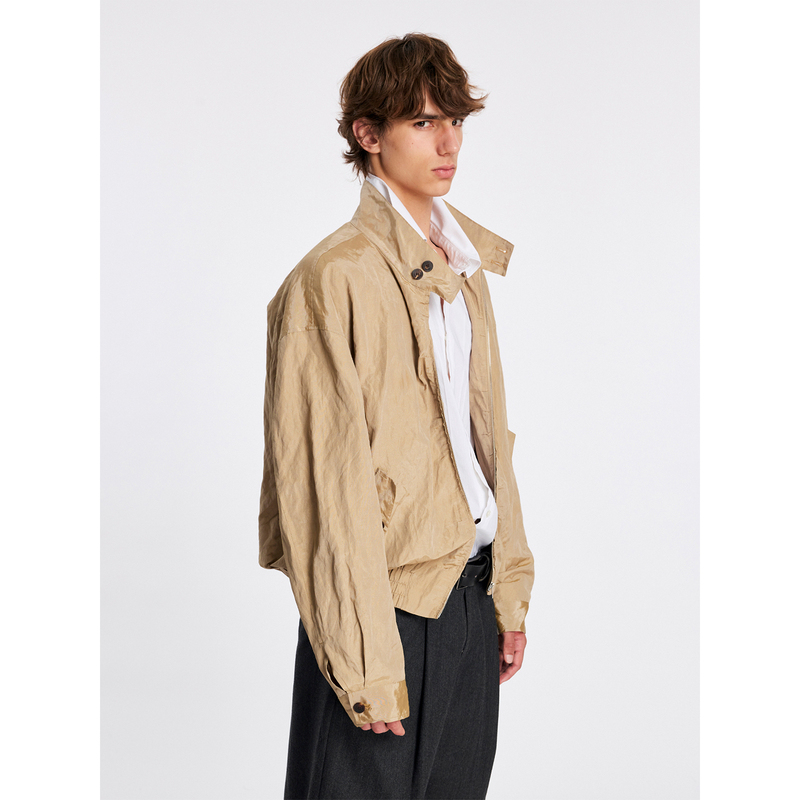Uld/90S Vintage Natural Wrinkle Glossy Metallic Thread Harrington Short Jacket Uld/90S Vintage Natural Wrinkle Glossy Metallic Thread Harrington Short Jacket
