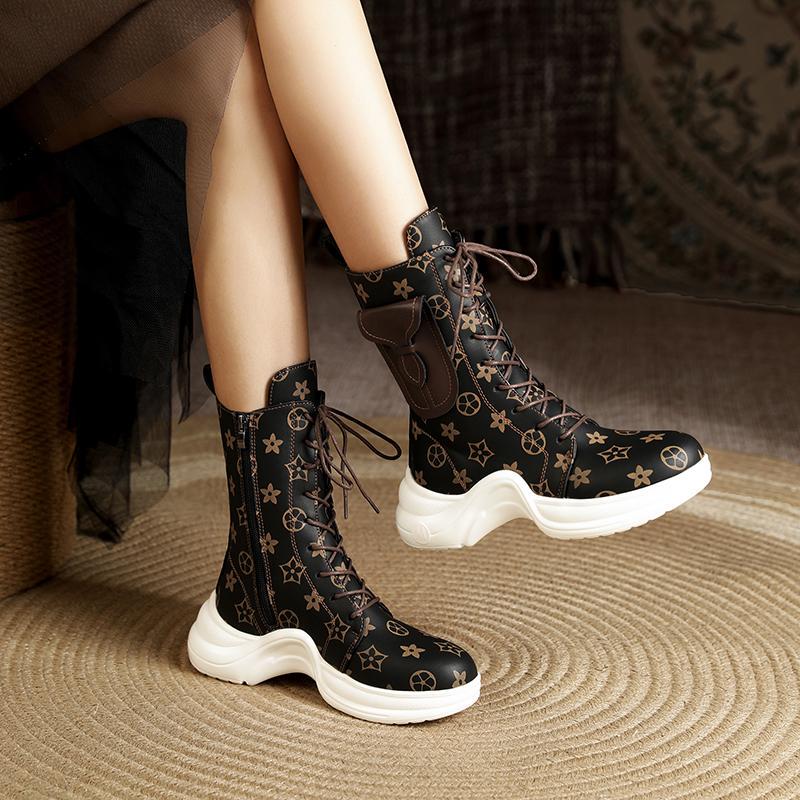 24 Autumn/Winter New Printed Genuine Leather Martin Boots Women's Casual Boots Pocket Boots Fashion 5cm Sports Boots 24 Autumn/Winter New Printed Genuine Leather Martin Boots Women's Casual Boots Pocket Boots Fashion 5cm Sports Boots