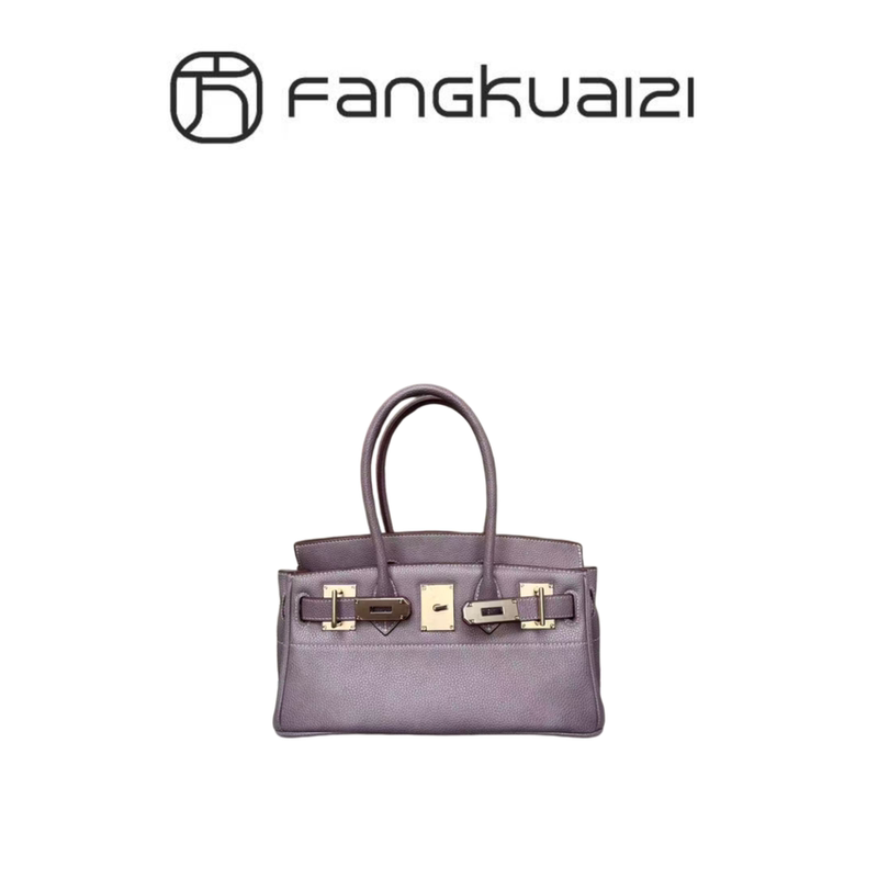 Horizontal Version Birkin Bag 30cm Lucky Saddle Leather Lychee Pattern White Line Handbag High-End Shoulder Bag 9131-30 Horizontal Version Birkin Bag 30cm Lucky Saddle Leather Lychee Pattern White Line Handbag High-End Shoulder Bag 9131-30
